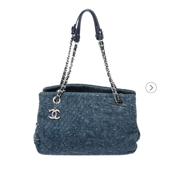 Chanel Denim Blue Camellia Just Mademoiselle Bowler Bag - Picture 1 of 12